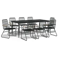 VidaXL 9-tlg. Garten-Essgruppe Schwarz PVC Rattan