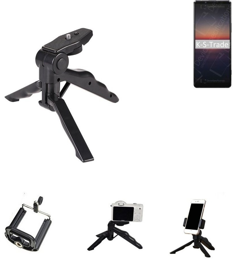 K-S-Trade für Sony Xperia 1 II Smartphone-Halterung, (Stativ Tisch-Ständer Dreibein Handy-Stativ Ständer Mini-Stativ) schwarz