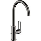 Hansgrohe Axor Uno 240 mit Bügelgriff Zugstangen-Ablaufgarnitur polished black chrome