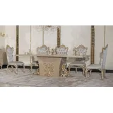 Casa Padrino Luxus Barock Esszimmer Set Silber / Grau / Gold - 1 Barock Esstisch & 8 Barock Esszimmerstühle