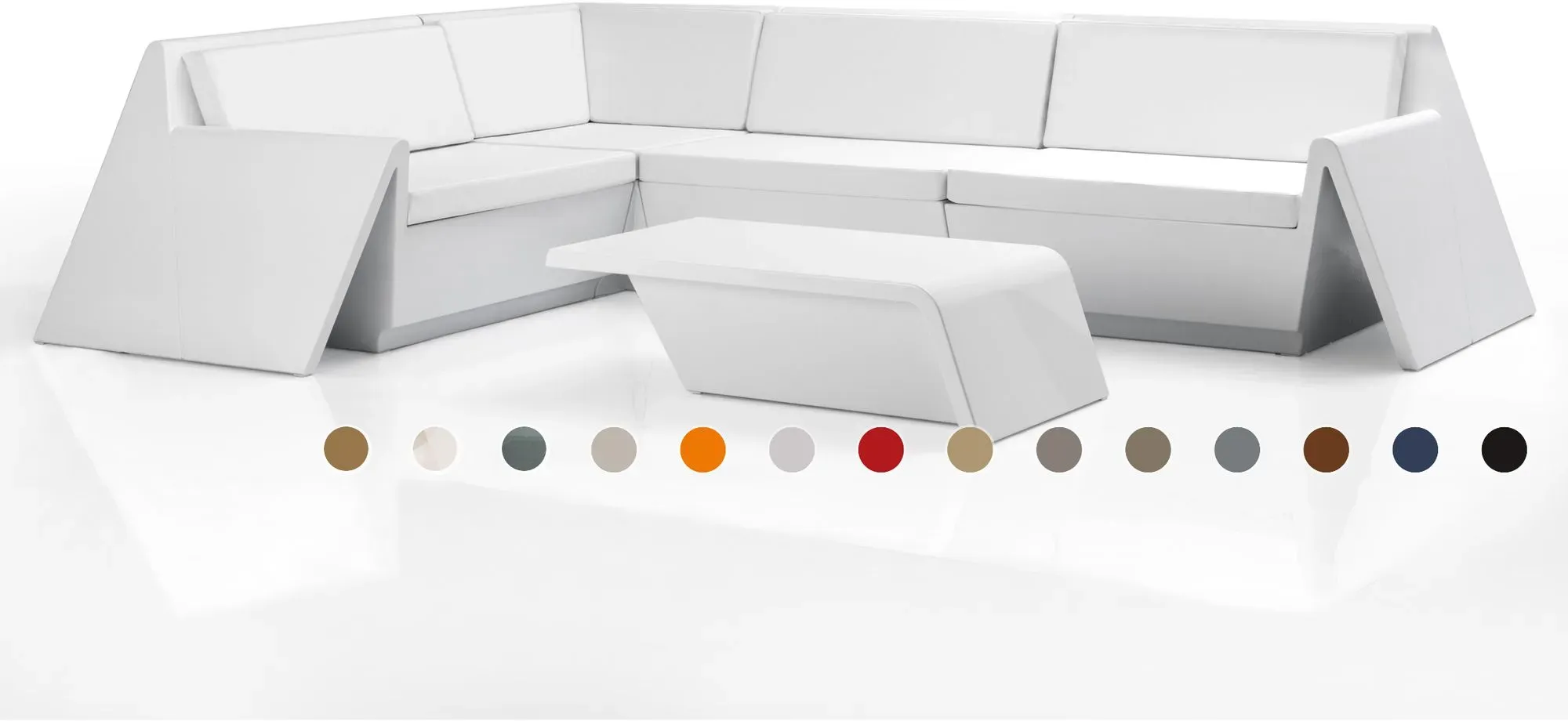 Vondom »REST« Outdoor Modul Seiten-Modul rechts / Lackiert Hochglanz / Bronze / B 116 x H 74 x T 105 cm