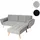 Mendler Schlafsofa HWC-K18 mit Ottomane, Couch Sofa Gästebett, Schlaffunktion 218x175cm ~ Stoff/Textil hellgrau