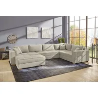 Jockenhöfer GRUPPE Brixen U-Form", 379x94 cm Cord Ottomane beidseitig grau/beige
