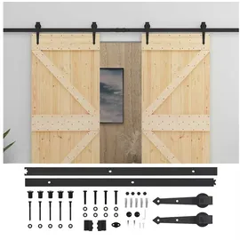 vidaXL Schiebetür links 2 x 210 cm Braun/Schwarz