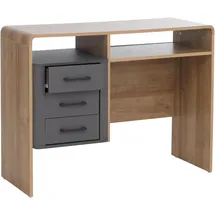 MCW Schreibtisch MCW-P43, Bürotisch Computertisch, 3 Schubladen MDF 75x100x40cm ~ Rivera-Eiche-Optik, dunkelgrau