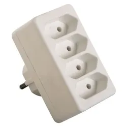 Euro-Multistecker 4-fach, weiß E: Schutzkontaktstecker A: 4x Euro-Steckdose