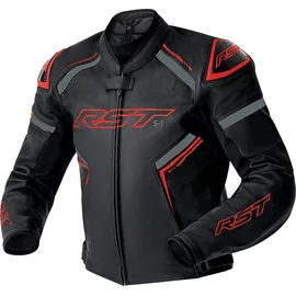 RST S1 D3O Lederjacke perforiert Schwarz/Rot 54