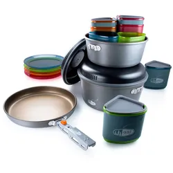 GSI Camping Koch Geschirr Set Pinnacle Topf Pfanne Outdoor Küche Stapelbar 23tlg