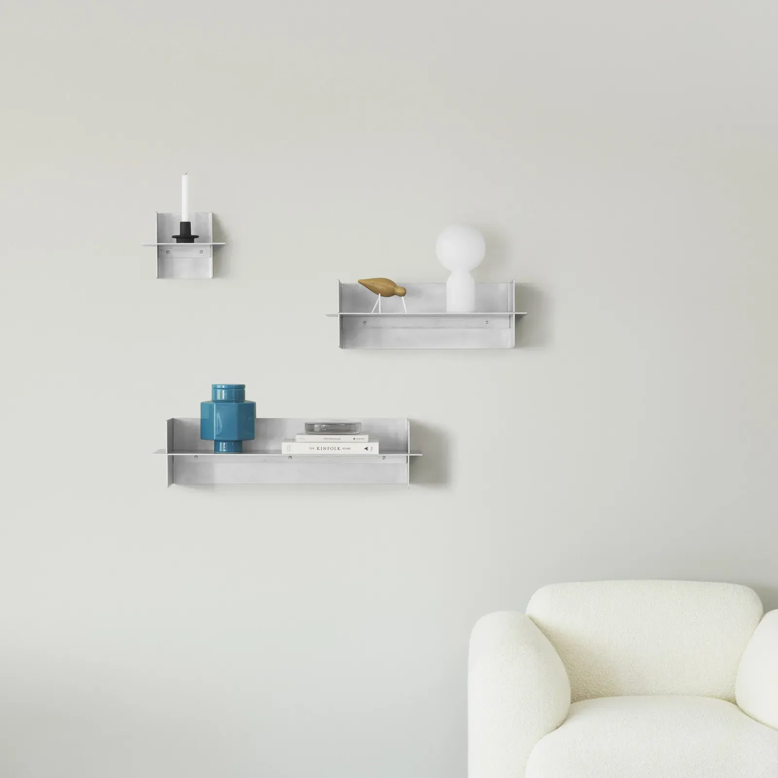 Zubehör Normann Copenhagen, Aluminium-Regal, Metallisch, für Wohnzimmer, Aluminium - 60 - 20