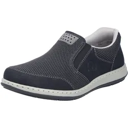 Slipper RIEKER, Herren, Gr. 42, schwarz, Nubuklederimitat, Textil, sportlich, Schuhe, Slip-on Sneaker, Schlupfschuh, Halbschuh, Freizeitschuh mit Stretch