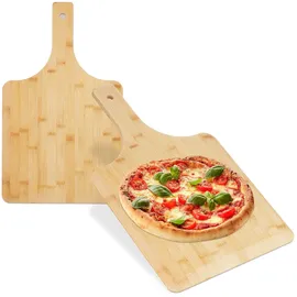 Relaxdays Pizzaschieber Bambus 2er Set 50 x 30 cm eckig