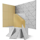 18 Stück Akustikplatten Selbstklebend, Akustik Schallabsorber Panels für Wand & Gaming Zimmer mit Liniendesign & Zuschneidbar | Acoustic Akustikplatte für Studio, Tür & Wall (Grau, 30x30x0,9cm)