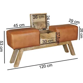 FineBuy Turnbock 120 x 29 x 53 cm braun / braun