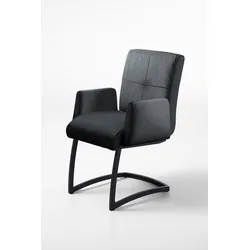 Freischwinger EXXPO - SOFA FASHION "Affogato mit komfortablen Armlehnen", schwarz (schwarz, schwarz), B:59cm H:87cm T:69cm, Metall, Kunstleder, Stühle, attraktiven Kreuznaht in der Rückenlehne