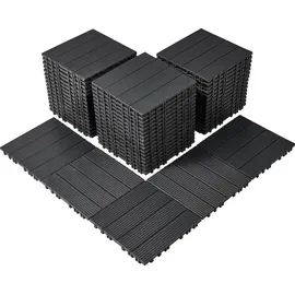 Vevor Terrassenfliesen, 54er-Set, Balkonfliesen 295 x 295 mm, Klickfliesen, wasserdichter Kunststoff-Bodenbelag für den Außenbereich, Terrassenbodenbelag für Veranda, Pool, Balkon, Hinterhof, Dunkelgrau
