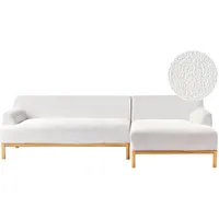 Beliani 3-Sitzer Ecksofa Bouclé cremeweiß linksseitig SOSJO