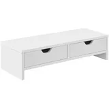 [en.casa] Monitorständer, Mänttä mit 2 Schubladen 50x13x18 cm, Arbeitszimmer, Schreibtische