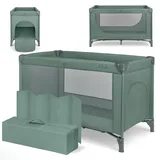 KIKKABOO Reisebett Baby SO Gifted 2026, Kinderreisebett 120x60 cm, bis 15 kg, Faltbar & Kompakt, Tragbar mit Transporttasche, Zusammenklappbar für Reise & Urlaub, Grün