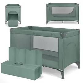 KIKKABOO Reisebett Baby SO Gifted 2026, Kinderreisebett 120x60 cm, bis 15 kg, Faltbar & Kompakt, Tragbar mit Transporttasche, Zusammenklappbar für Reise & Urlaub, Grün