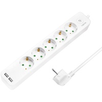 Logilink Steckdosenleiste mit USB-Ladefunktion, 5-fach, Schalter, 1.5m, weiß (LPS249U)