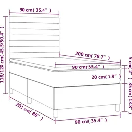 vidaXL Boxspringbett 90 x 200 cm Dunkelblau