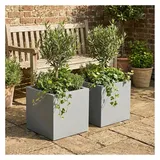 ethick Blumentopf Quadratisch 38 x 38 x 32 cm Beton-Grau