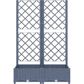 vidaXL Pflanzkübel mit Spalier 80 x 40 x 121,5 cm Blaugrau