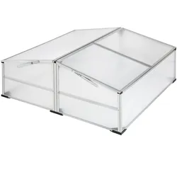 tectake® Doppel-Frühbeet, aus Aluminium, mit Hohlkammerplatten und arretierbarem Dach, Aufbau im Stecksystem