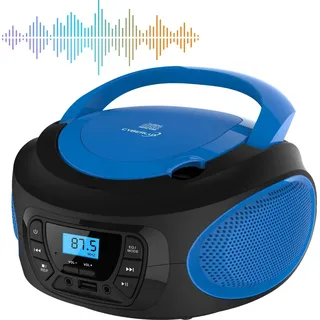 Cyberlux Tragbarer CD-Player Kinder Radio CD-Radio Stereoanlage Boombox Blau