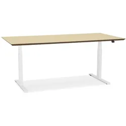 Kadima Design Schreibtisch elektrisch | 180x90 cm | Höhenverstellbar Große Arbeitsfläche Homeoffice | Beige-Weiß | Computertisch