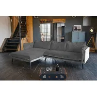 KAWOLA Sofa QUENYA Ecksofa Cord dunkelgrau / Velvet silber