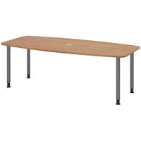 Bümö Konferenztisch Nussbaum, Graphit, Nachbildung,Nussbaum, Oval, 220x74x103 cm, FSC