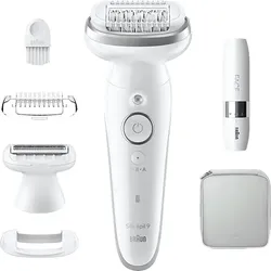 BRAUN Silk-épil 9 9-041 Epilierer, Weiß/Silber