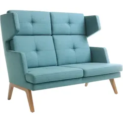 hohes 2er Sitzsofa Ona mit Holzgestell und Seitenschale
