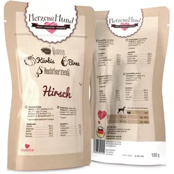Herzenshund 130 Gramm Hundenassfutter 15 x 130 Gramm Hirsch mit Bio Quinoa