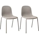 Konferenzstühle 2er Set Taupe aus Kunststoff Stoffsitz Metallbeine Stapelbar Büromöbel Modernes Design