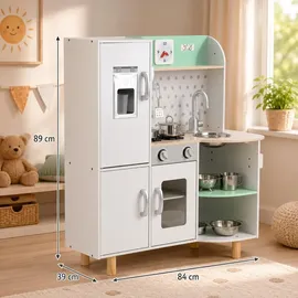 BABY VIVO Kinderküche Spielküche aus Holz - Gustavo in Weiß