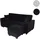 Mendler Sofa HWC-H47 mit Ottomane, Couch Sofa Gästebett, Schlaffunktion Stauraum 217x145cm ~ Samt schwarz