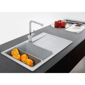 Franke UBG 611-78 ONYX mit Drehexcenterbedienung Edelstahl / Ausschnittmaß 760 x 480 mm R15 / Granitspüle - Schwarz