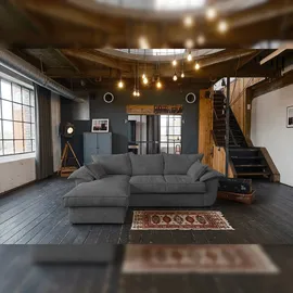 KAWOLA Sofa DAMETO Ecksofa Bettsofa Schlafsofa mit Stauraum Cord grau