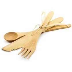 MONOUSO - Besteckset aus Bambus Gabel, Messer und Löffel (50 Stück)
