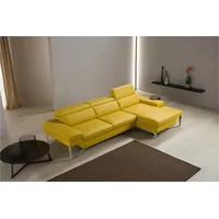 Ecksofa EGOITALIANO "Princess, elegantes Designsofa mit erstklassigem Sitzkomfort, L-Form", gelb, B:282cm H:95cm T:168cm, Leder »BULL« (echtes Rindsleder). Geschliffenes, pigmentiertes und behandeltes Rindsleder mit einer Dicke von 1, 3-1, 5 mm. Dieses Leder zeigt eine ziemlich weiche Hand mit einem halb undurchsichtigen Aussehen. Es handelt sich um ein geschütztes Leder. Eine leichte Deckschicht schützt sie vor Flecken, ohne ihre ursprünglichen Eigenschaften zu verändern. Die geschützten Leder kombinieren