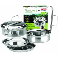 Ibili 720614 Frischhaltebehälter, mit 2 Tellern, Edelstahl, 14 cm, Silber
