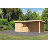 Karibu Gartenhaus Neuruppin 2 inkl. 240/300 cm (Aufstellmaße), Flachdach – beige