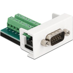 Delock Adapter VGA Stecker/16Pin Terminalblock (3 Pin Terminalblock, 4 Pin Terminalblock, 2.25 cm), Data + Video Adapter, Grün, Weiss