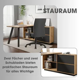byLIVING Winkelschreibtisch TALOS Eiche / Schwarz