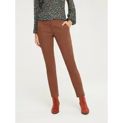 Röhrenhose HEINE, Damen, Gr. 38, Normalgrößen, braun (cappuccino), 98% Baumwolle, 2% Elasthan, unifarben, lang, Hosen