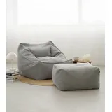 mokebo Sessel Der Lümmel Cord 73 x 60 x 138 cm Grau mit Hocker