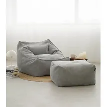 mokebo Sessel Der Lümmel Cord 73 x 60 x 138 cm Grau mit Hocker