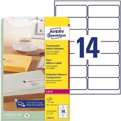 Avery Zweckform 350 transparente Adress-Etiketten - 99,1x38,1 mm weiß